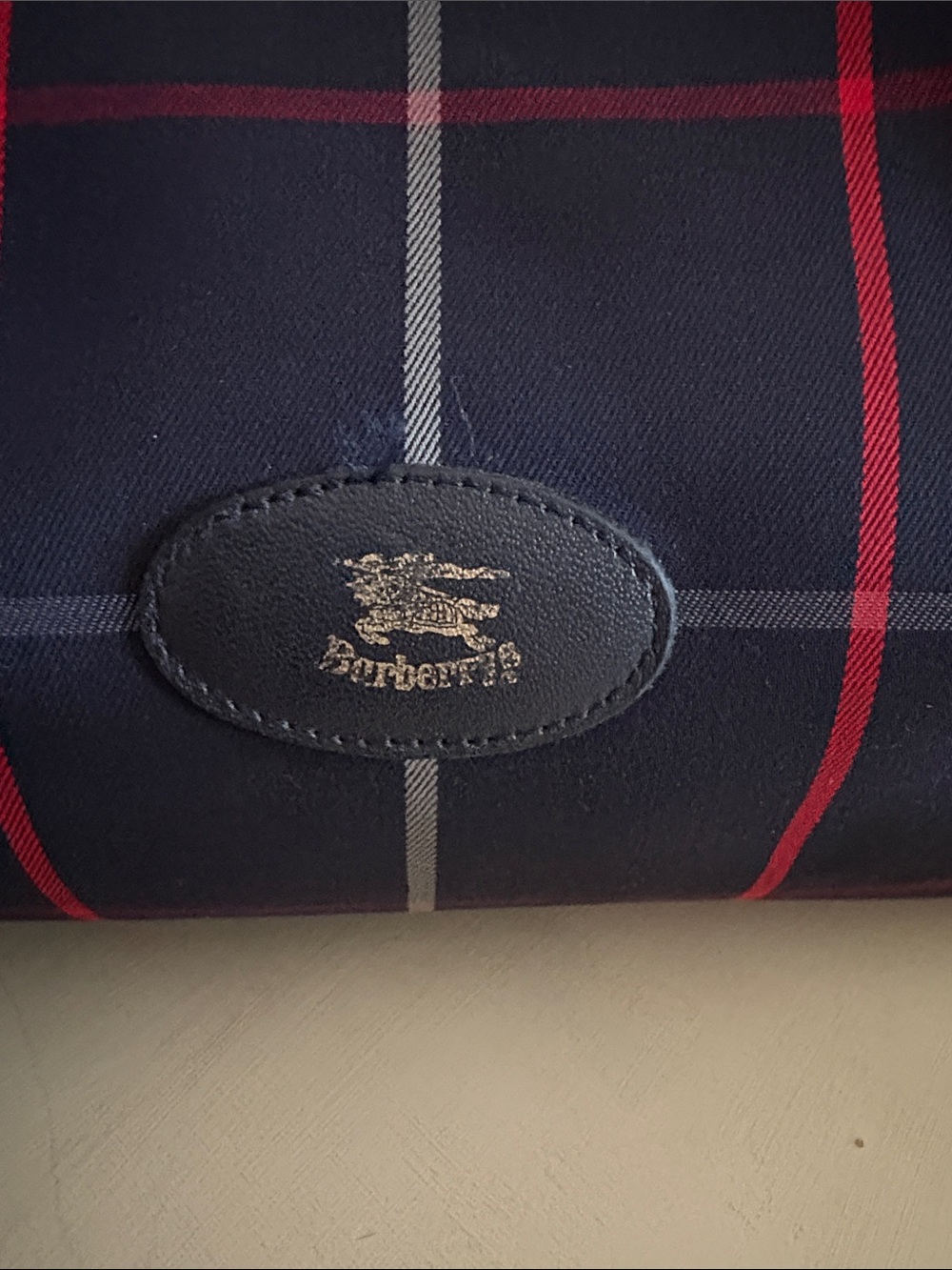 Vintage Burberry’s Navy Plaid Satchel with Burberry’s Scarf Accent-London - Picture 2 of 15